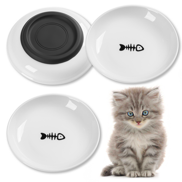 Whisker-Friendly Ceramic Nonslip Cat Food Bowls - Set of 3